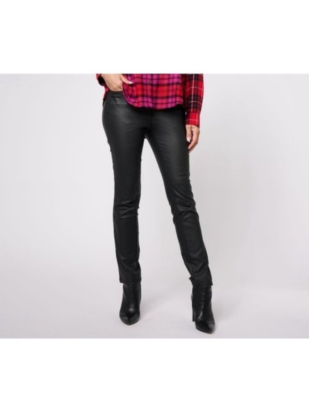 Belle by Kim Gravel Women's Pants, 14 Reg Rebellious Coated Twill Black A623302